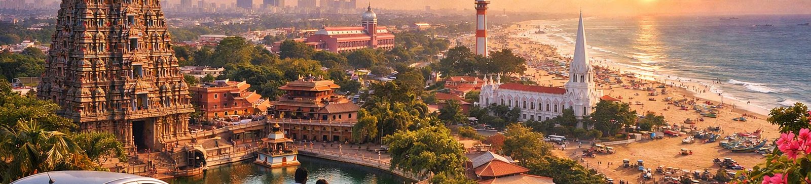 Car rental in Chennai to visit the secret treasures of intimate and colorful Madras?